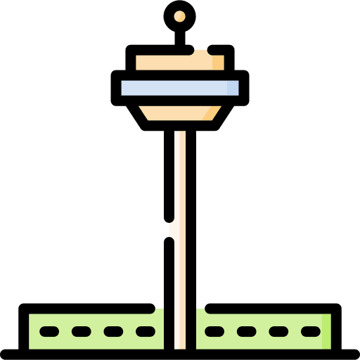 Airport travel transportation control tower icon