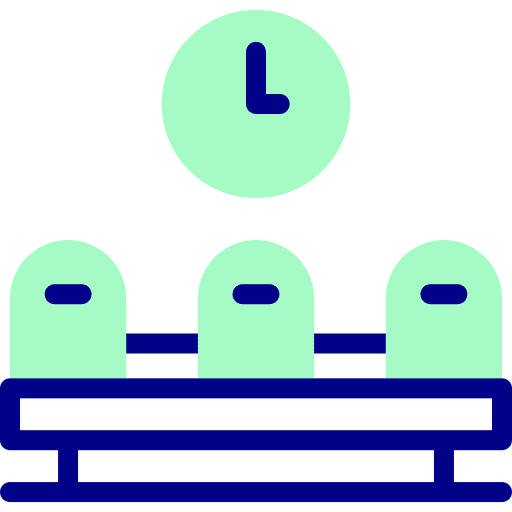 Waiting room clock furniture and household chair icon