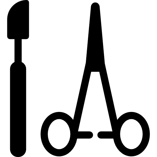 Scalpel and clamp operation doctor medicine icon