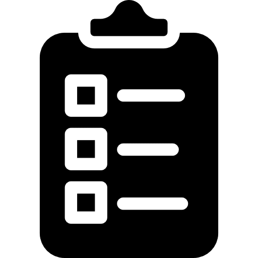 Clipboard with list register form criteria icon