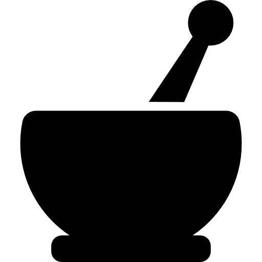 Mortar with maze kitchen utensils bowls cooking icon