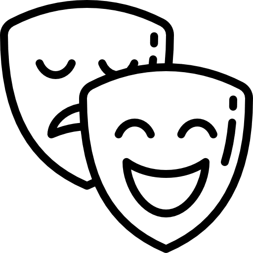 Theatrical masks comedy art mask icon