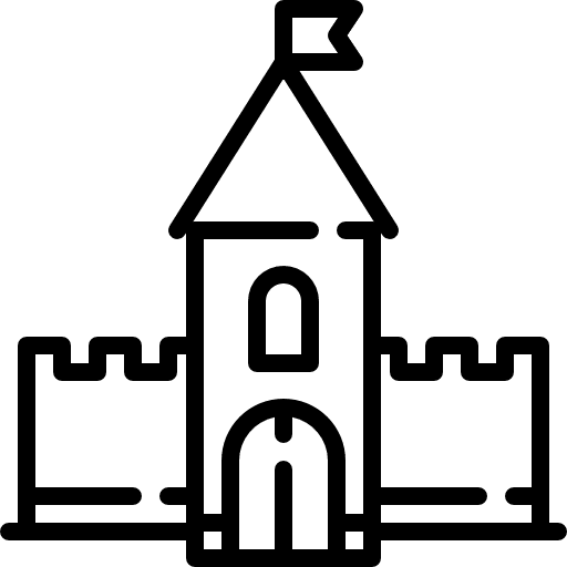 Castle with flag buildings protection queen icon