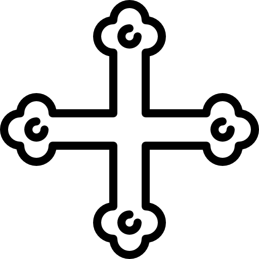 Metallic cross christian catholic technology icon