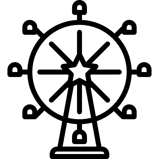 Ferris wheel fairground childhood fun icon