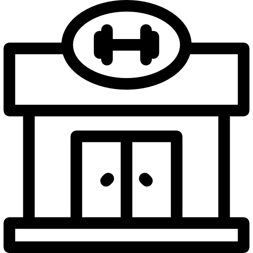 Gym building buildings dumbbell icon