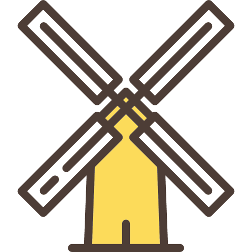 Mill blades buildings wind icon