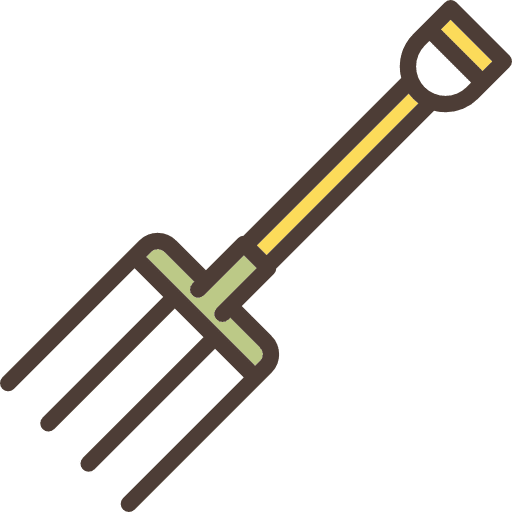 Rake pitchfork fork gardening icon
