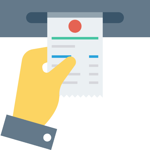 Atm cash point business and finance receipt icon