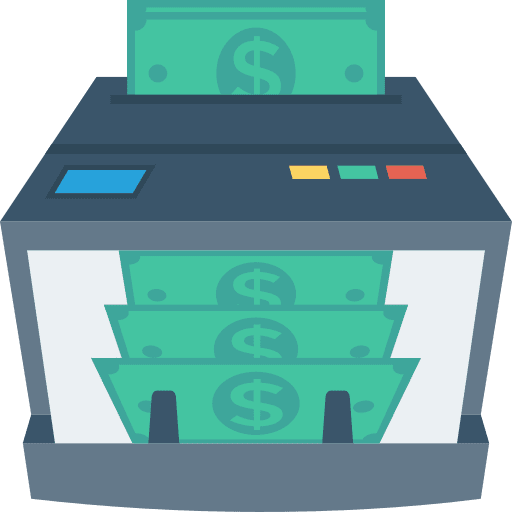 Cash counter machine note business and finance icon
