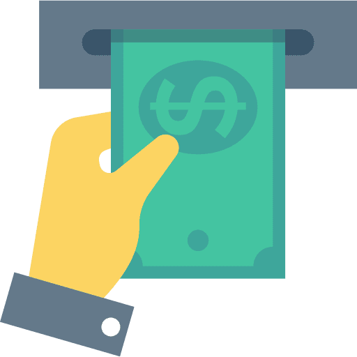 Atm cash point notes money icon