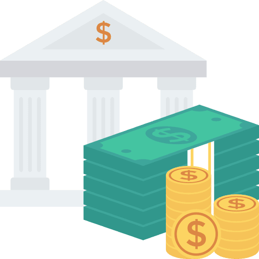 Bank building finance business icon