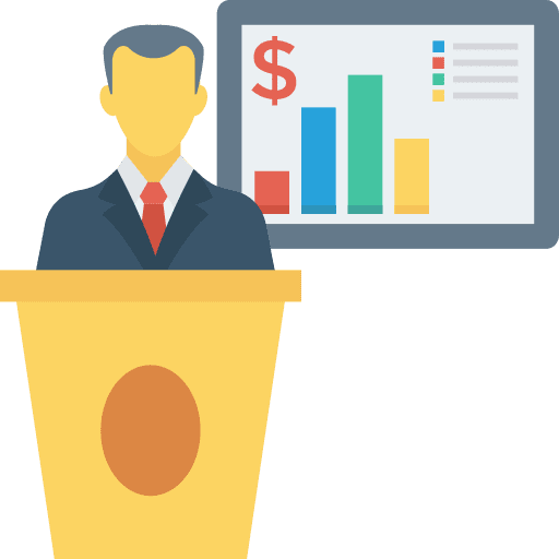 Presentation business and finance conference education icon