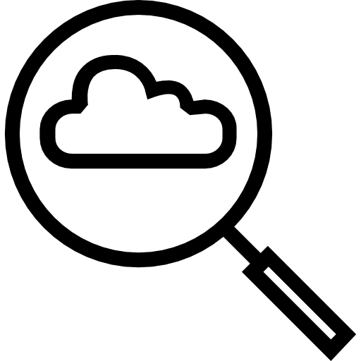 Magnifying glass cloud computing loupe zoom icon