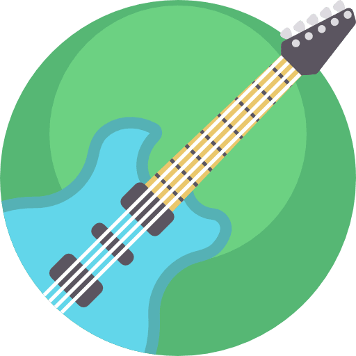 Electric guitar orchestra string instrument music and multimedia icon