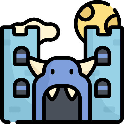 Haunted house architecture and city house spooky icon