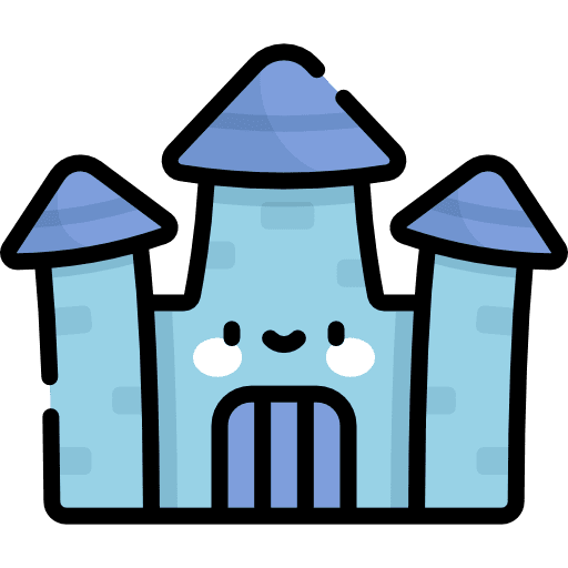 Castle medieval kid and baby amusement park icon