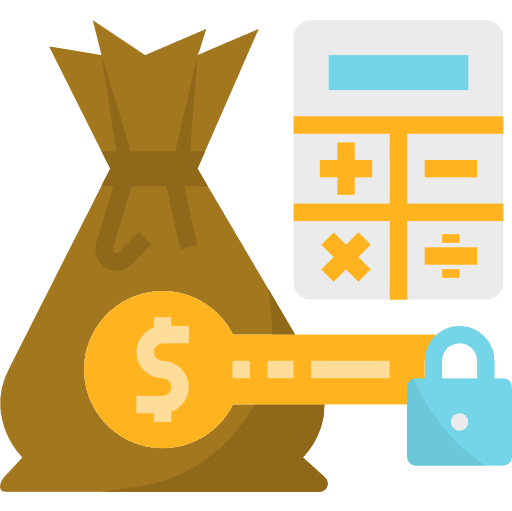 Cost planning money bag lock icon