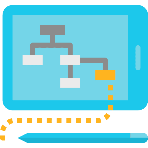 Planning online flow chart process icon