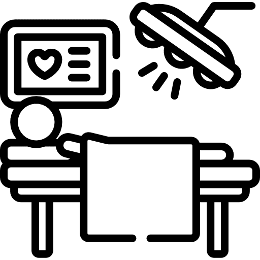 Surgery room hospital bed equipment operating icon