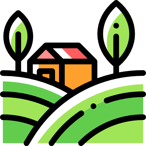 Field vineyard hills farming and gardening icon