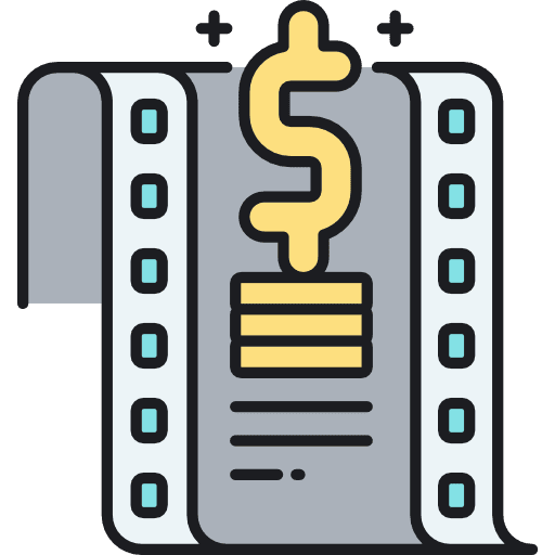 Production business and finance technology video cameras icon
