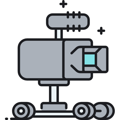 Camera dolly music and multimedia television camera icon