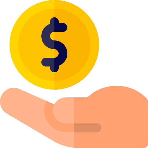 Hand spend dollar symbol coin icon