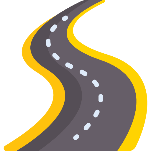 Road ways broken line perspective icon