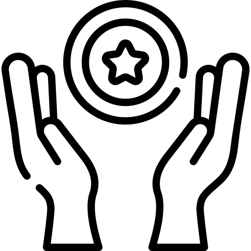 Achievement business and finance shield hands icon