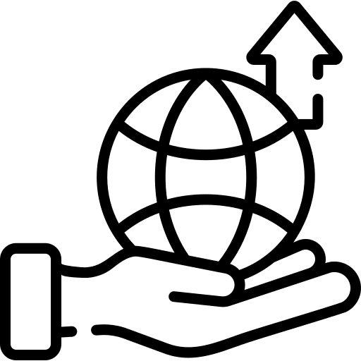 Enlargement hand global world icon