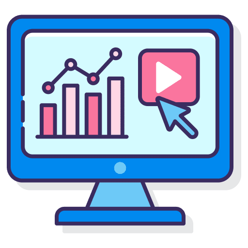 Clickstream analytics laptop loupe icon