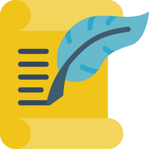 Poem feather ink paper icon