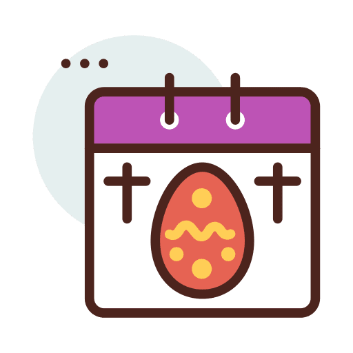Easter day cross egg time and date icon