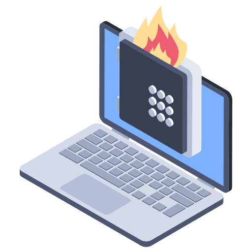 Firewall firewall laptop fire icon