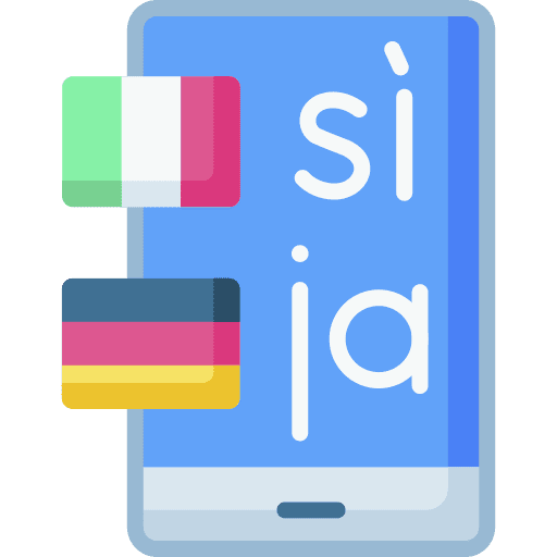 Foreign language chat bubble education communications icon