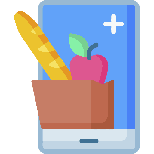 Grocery smartphone commerce and shopping ui icon