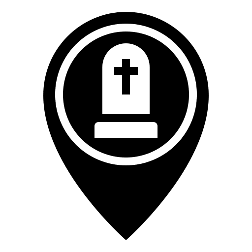 Cemetery tomb pointer maps and location icon