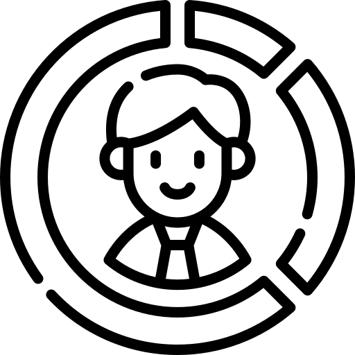 Audience pie chart graphic man icon