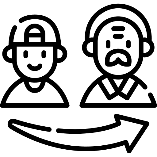 Growing up user mature arrow icon