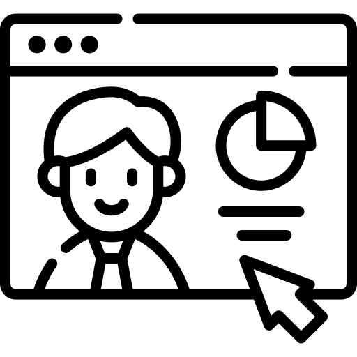 Analytics adult web site man icon