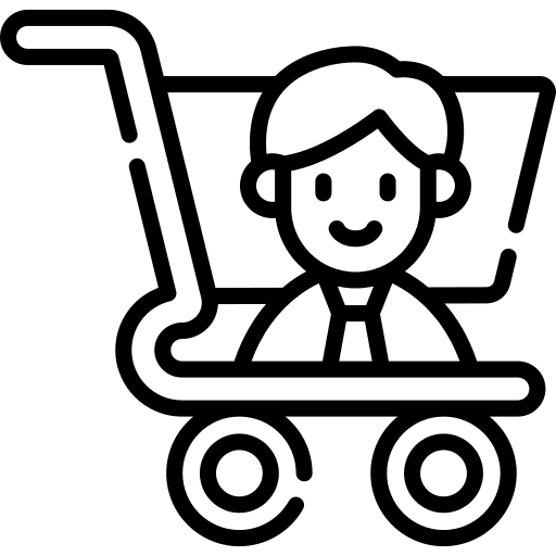 Market research shopping cart adult man icon