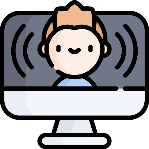 Broadcasting videoconference streaming communications icon