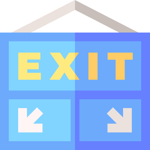 Exit door emergency exit signpost sign icon