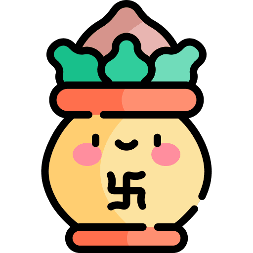 Kumbh kalash cultures leaf decoration icon