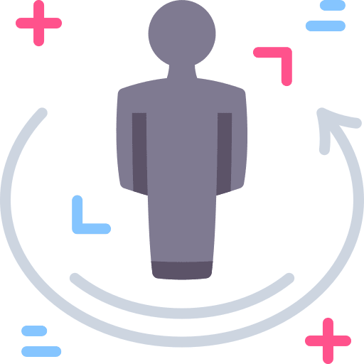 Virtual tour electronics circular arrow man icon