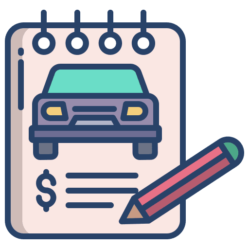 Invoice car service pencil files and folders icon