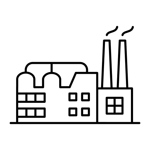 Factory pollution contamination architecture and city icon