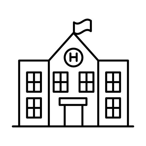 Hospital architecture and city urban medical icon