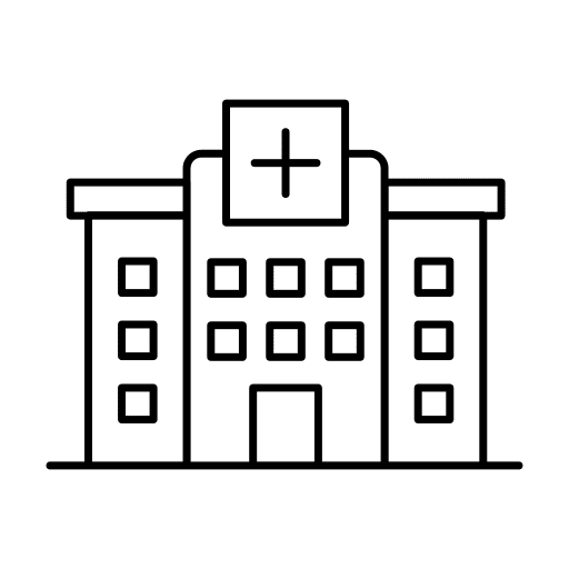 Hospital building urban healthcare and medical buildings icon